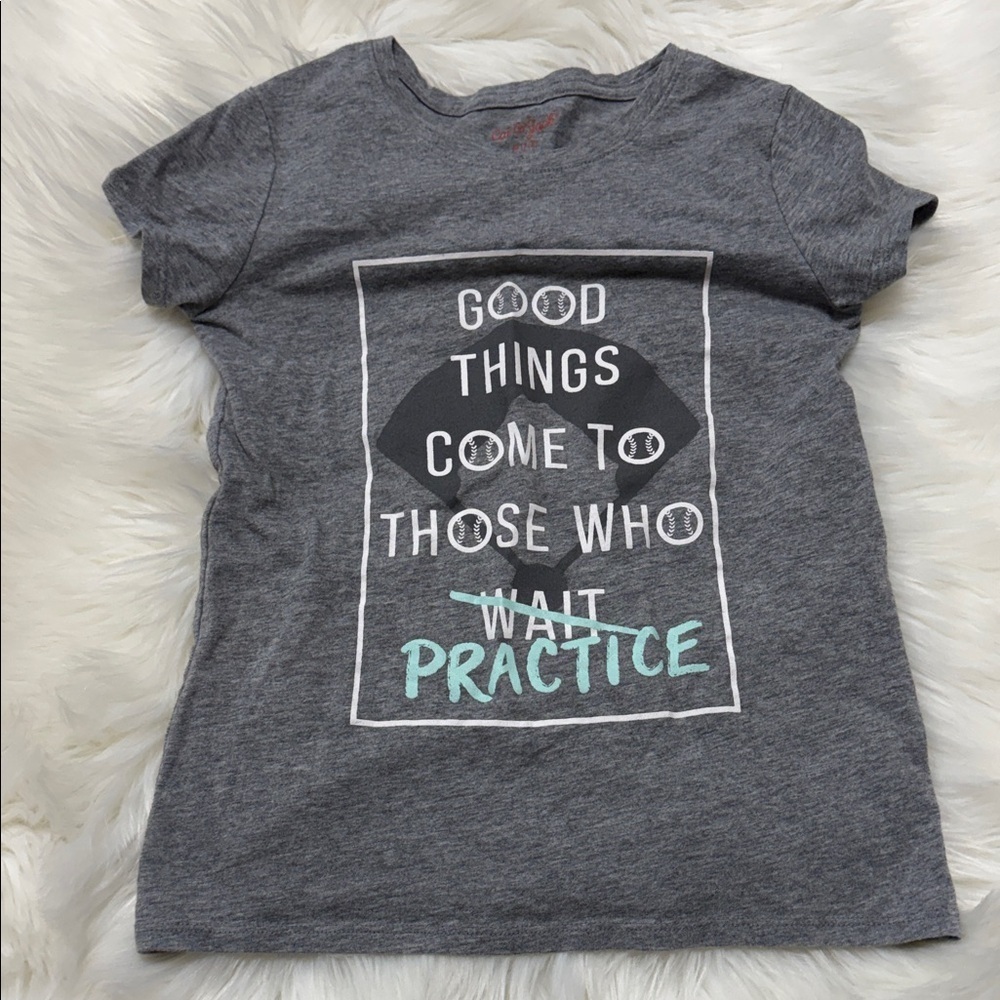 Cat & Jack Size 7/8 Gray Practice Graphic Softball Tee B5